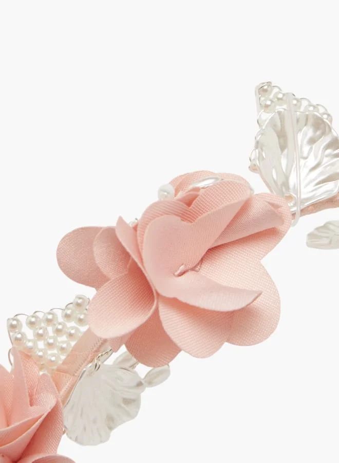 ليتل ميسي Girls Floral Accent Handbag with Headband