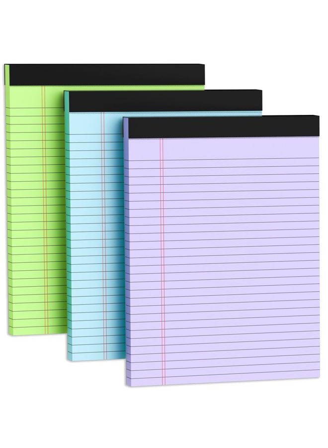 Vishoitty Legal Pads 8.5 x 11, Colored Note Pads 8.5 x 11, Wide Ruled Paper, 3 Pack Notepads 8.5 x 11, to Do List Notepad, Perforated Lined Paper, 30 Sheets/Pad, Multicolor Writing Pad for School, Home, Office - Image 1
