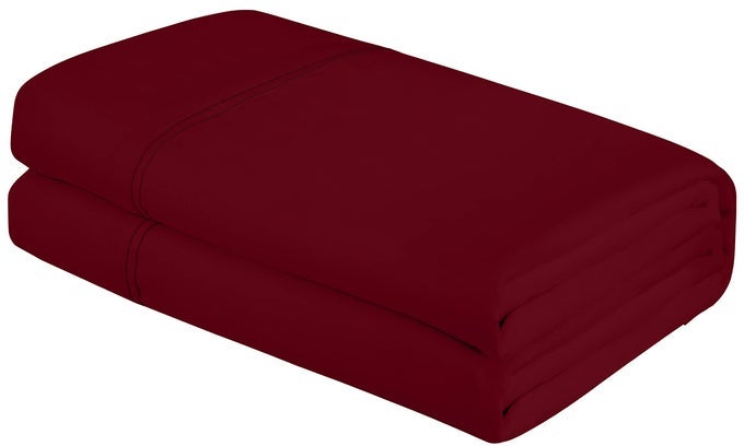FULL FLAT SHEET ULTRA SOFT BRUSHED 1800 MICROFIBER FLAT SHEETS ONLY WRINKLE FREE STAIN RESISTANT HOTEL QUALITY TOP SHEET FOR BED FULL BURGUNDY
