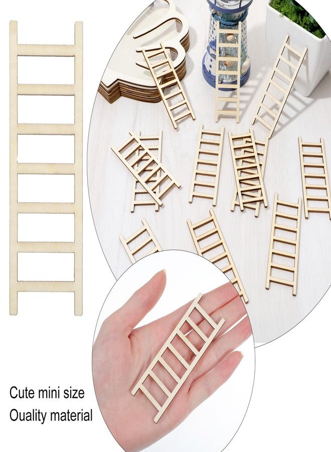 ADLABLD 40Pcs Mini Garden Ladder 2.36'' x 0.79'' Mini Wooden Step Ladder Furniture Mini' House Ornament DIY Craft Accessory for Landscape Decor - Image 4
