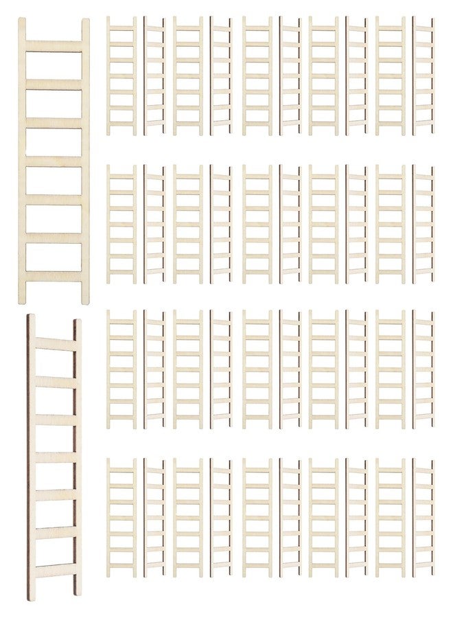 ADLABLD 40Pcs Mini Garden Ladder 2.36'' x 0.79'' Mini Wooden Step Ladder Furniture Mini' House Ornament DIY Craft Accessory for Landscape Decor - Image 1