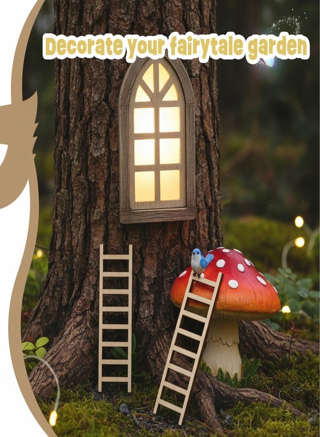 ADLABLD 40Pcs Mini Garden Ladder 2.36'' x 0.79'' Mini Wooden Step Ladder Furniture Mini' House Ornament DIY Craft Accessory for Landscape Decor - Image 2