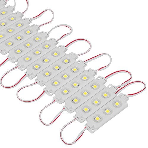 Q QINGCHEN 200 PCS 5050 SMD DC12V Injection 3 LED Module White 0.72W Waterproof Decorative Back Light for Letter Sign Advertising Signs with Tape Adhesive Backside - Image 1