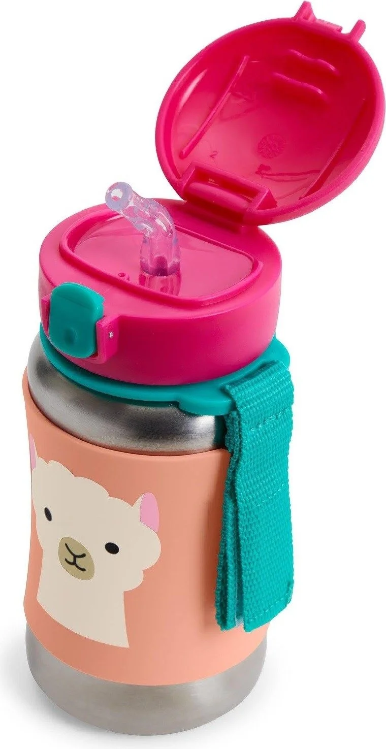 Skip Hop Stainless Steel Water Bottle with Straw 350ML Lama