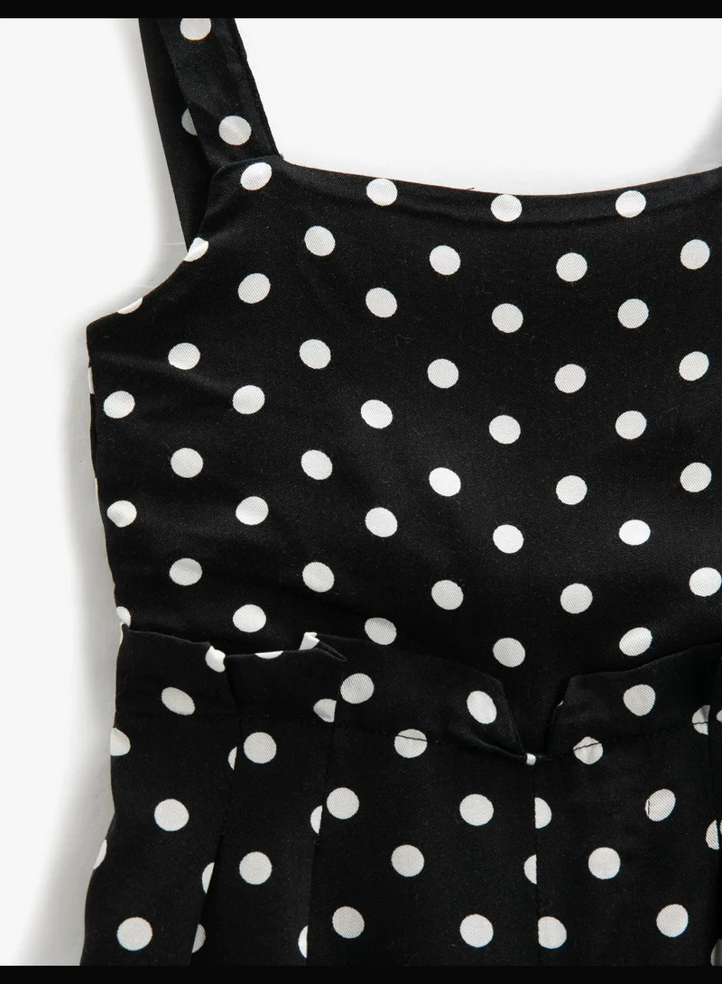 كوتون Overalls Strappy Wide Leg Polka-Dot Tie-Front Detail