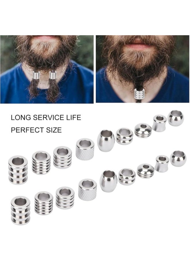 Generic - 18PCS Hair Beard Beads, Braiding Beads, Stainless Steel Dread Beads, Viking Hair Beads to Fit Your Beard and Braid Hair for Men and Women - Image 1