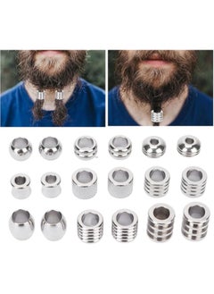18PCS Hair Beard Beads, Braiding Beads, Stainless Steel Dread Beads, Viking Hair Beads to Fit Your Beard and Braid Hair for Men and Women