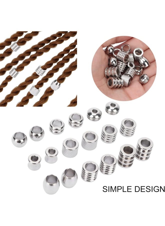 Generic - 18PCS Hair Beard Beads, Braiding Beads, Stainless Steel Dread Beads, Viking Hair Beads to Fit Your Beard and Braid Hair for Men and Women - Image 1