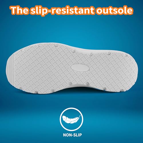 Jacata Non Slip Nursing Work Shoes for Women Water Slip Resistant Leather Slip on Womens Sneakers for Healthcare Medical Shoes (Size 11) White - Image 5