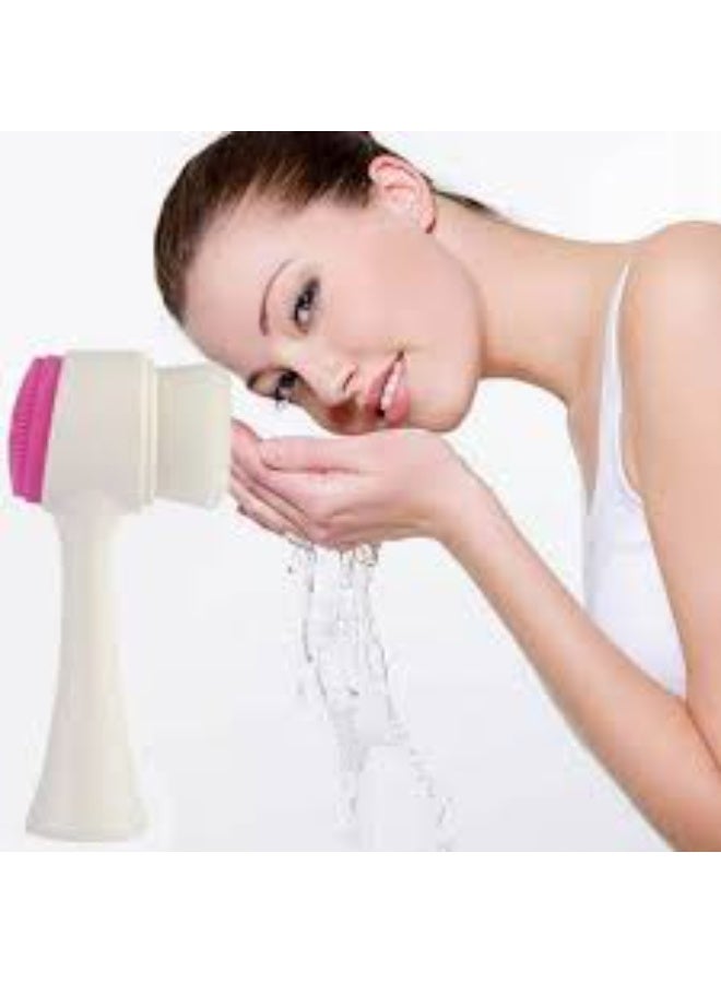 Manual Facial Cleansing Brush, 2-in-1 Skin Care face Brush, Silicone Facial Scrubber Manual Dual Face Wash Brush for Deep Pore Exfoliation Massaging (multi color) 1PCs - Image 3