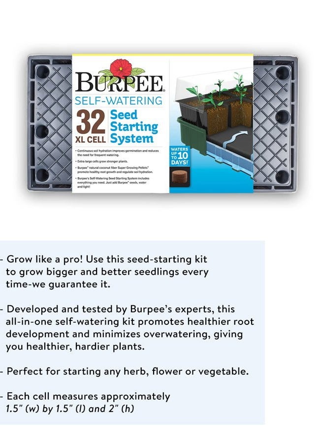 Burpee XL Self-Watering Growing System Indoor Seed Starting 10" W x 20" L x 5" H, 1 Kit (32 Cells) - Image 4