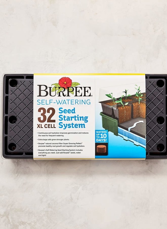 Burpee XL Self-Watering Growing System Indoor Seed Starting 10" W x 20" L x 5" H, 1 Kit (32 Cells) - Image 1