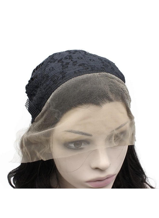 MX angel 24Inch Long Straight Black Lace Front Wig Natural Half Hand Tied Synthetic Fiber Hair Wig At Mxangel  - Image 4