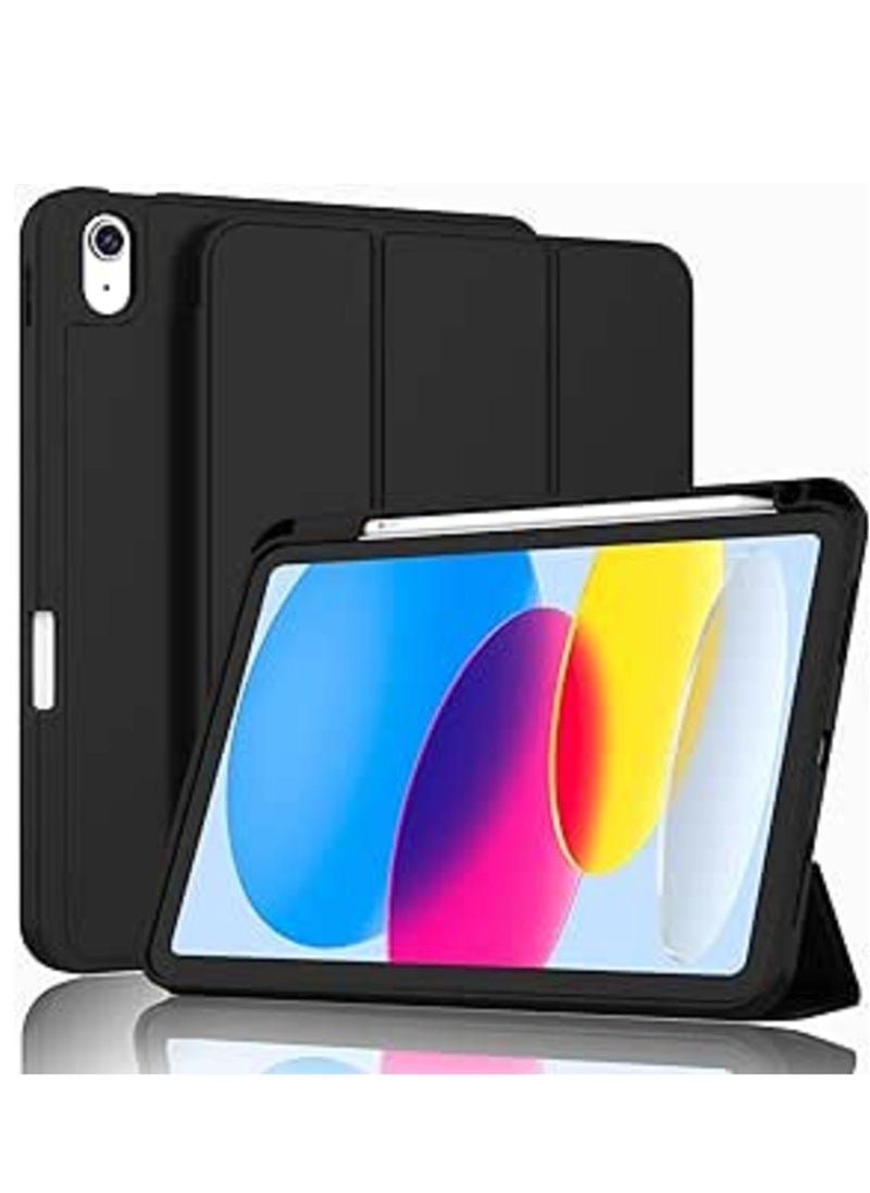 iPad 10th Generation Case (10.9 Inch, 2022) – Smart Case with Pencil Holder, Soft TPU Back, Auto Wake/Sleep Support – New Black - Image 1
