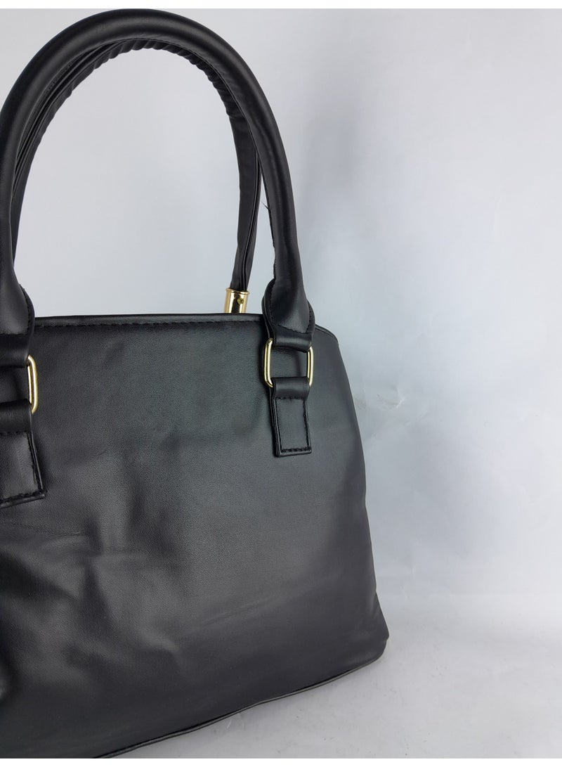 Women's black leather handbag - divided inside to accommodate all your belongings - Image 5