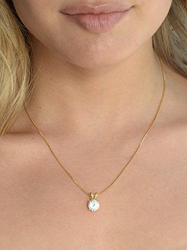 Mariell Cubic Zirconia Crystal Gold Pendant Necklace for Women, 2 Carat CZ, Bridal Wedding Jewelry Gift - Image 2