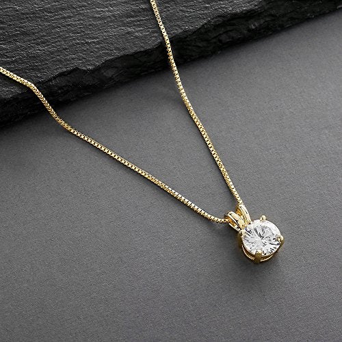 Mariell Cubic Zirconia Crystal Gold Pendant Necklace for Women, 2 Carat CZ, Bridal Wedding Jewelry Gift - Image 3