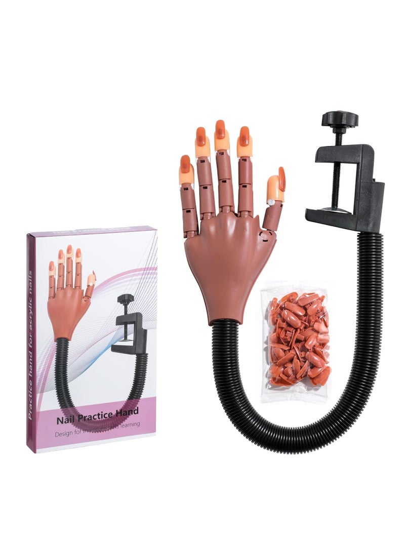 general Nail Training Hand with 100Pcs Nail Tips for Acrylic Nails Adjustable Fake Hands for Nail Practice Kits Nail Display Manicure Movable Nail - Image 1
