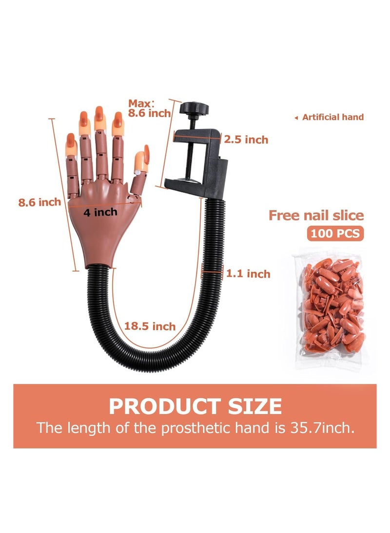 general Nail Training Hand with 100Pcs Nail Tips for Acrylic Nails Adjustable Fake Hands for Nail Practice Kits Nail Display Manicure Movable Nail - Image 3