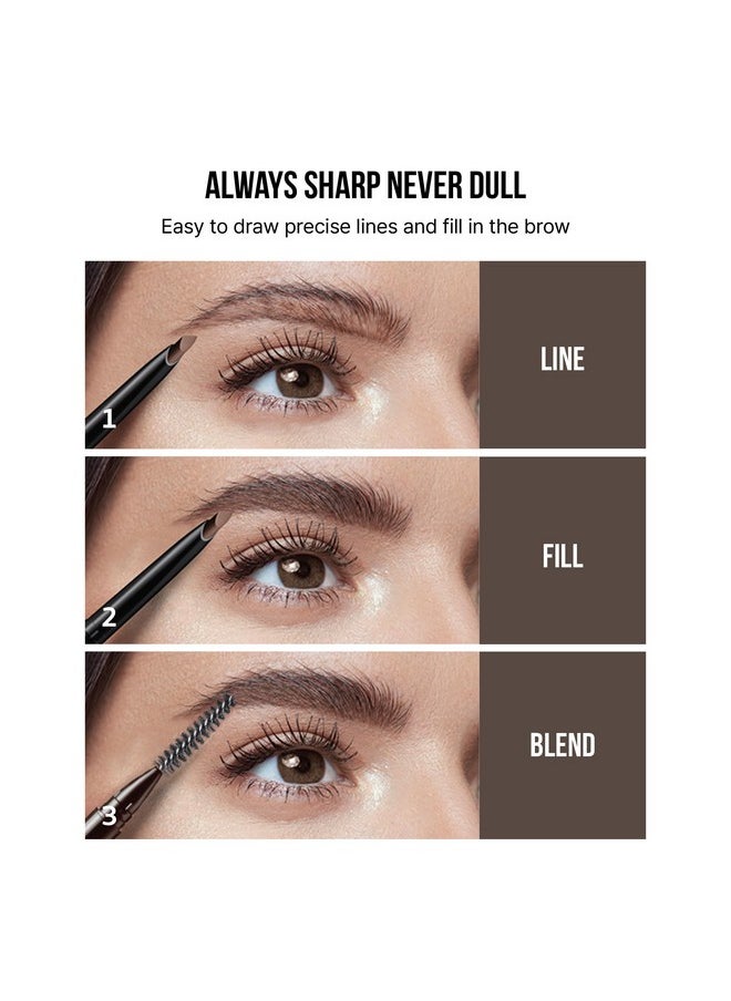 kiss new york - Professional Eyebrow Pencil, D-Shape Design For Line & Fill, Dual-Sided Retractable Brow Definer With Spoolie, Silky Smooth Texture, Cruelty-Free (Deep Dark Brown) - Image 1