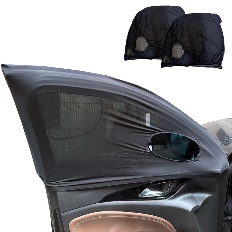 OUTTDID Car Front Window Shades OUTTDID 2 Pack Side Window Sun ShadesStretchy Mosquito Net Cover Fit Cars SUVs Up to 315x496 - Image 3