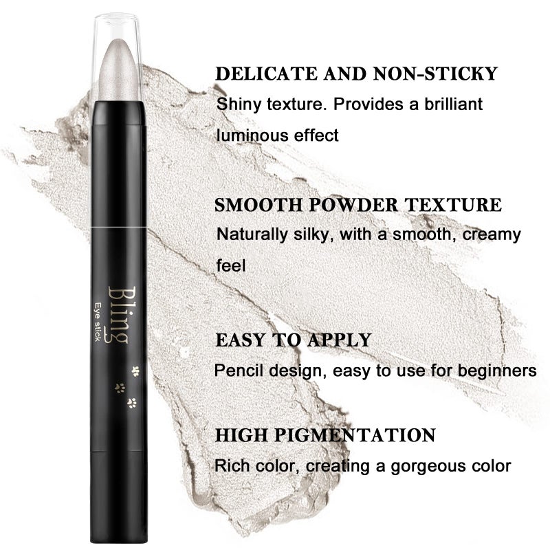 Boobeen Eyeshadow Pencil Crayon Waterproof Stick Shimmer Cream Pen - Create Glitter Eye Makeup, Easy to Use (01#) - Image 3