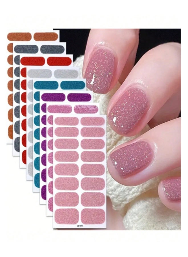 SHEIN Nail Adhesive Tabs | 128pcs (8 Sheets) | Glitter & Gradient Design | Easy to Use | Perfect for Decorations & Special Occasions - Image 2