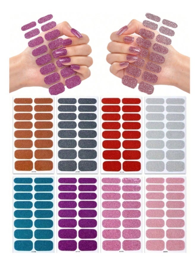 SHEIN Nail Adhesive Tabs | 128pcs (8 Sheets) | Glitter & Gradient Design | Easy to Use | Perfect for Decorations & Special Occasions - Image 1