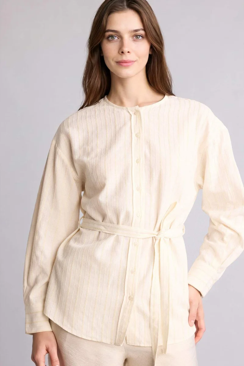 ديفاكتو Regular Fit Striped Striped Long Sleeve Tunic