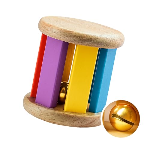 Babbles Wooden Rolling Rattle for Babies 0-6 Months, 6-12 Months, Baby Rattle Toys for Sensory Play, Crawling Toy, Gift for New Born Baby Boy Girl (Rolling Rattle) - Image 1