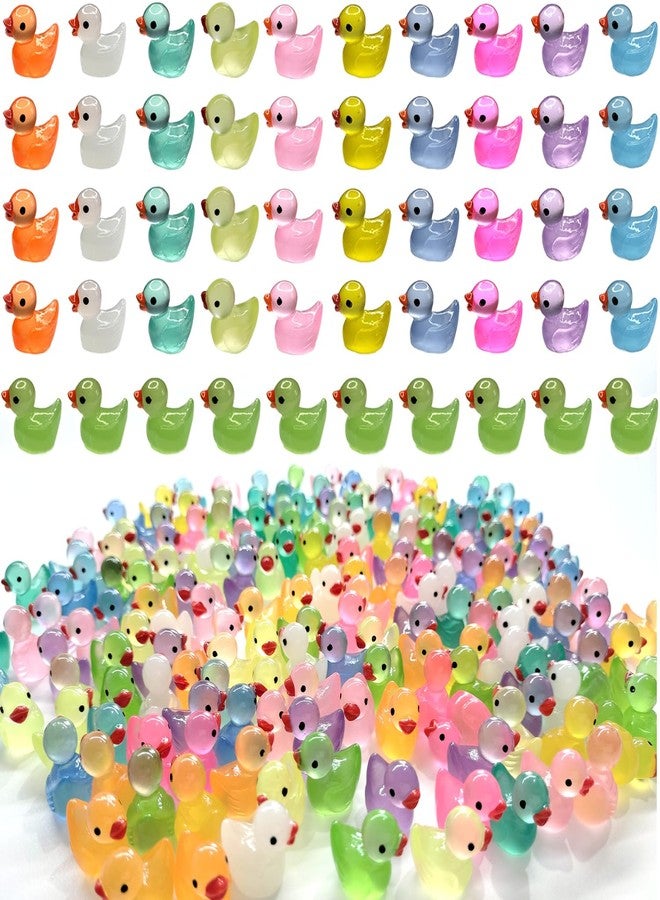 Cidinge 220 Pcs Mini Resin Ducks Luminous Tiny Ducks Miniature Duck Glow in The Dark for DIY Garden Dollhouse Duck Accessories Micro Landscape Aquarium Party Decor - Image 1