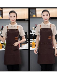 Loquat Adjustable Double Shoulder Chef Apron Waterproof and Oilproof Kitchen Apron Brown Color  - Image 3