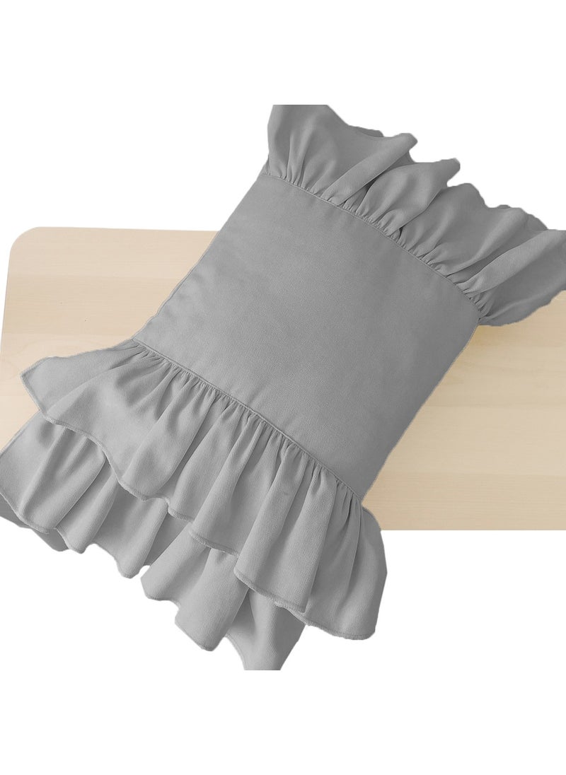 Ritmo Home Frilly Vintage Bohemian Throw Pillow Cover Gray  - Image 2