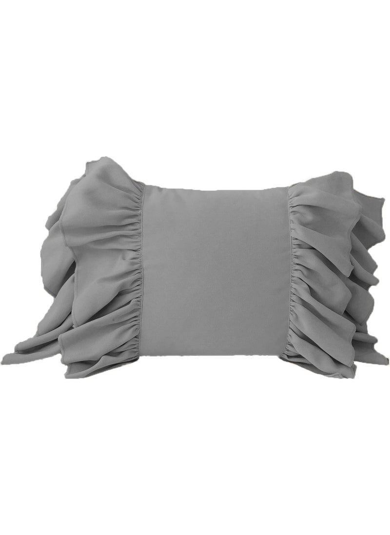 Ritmo Home Frilly Vintage Bohemian Throw Pillow Cover Gray  - Image 1