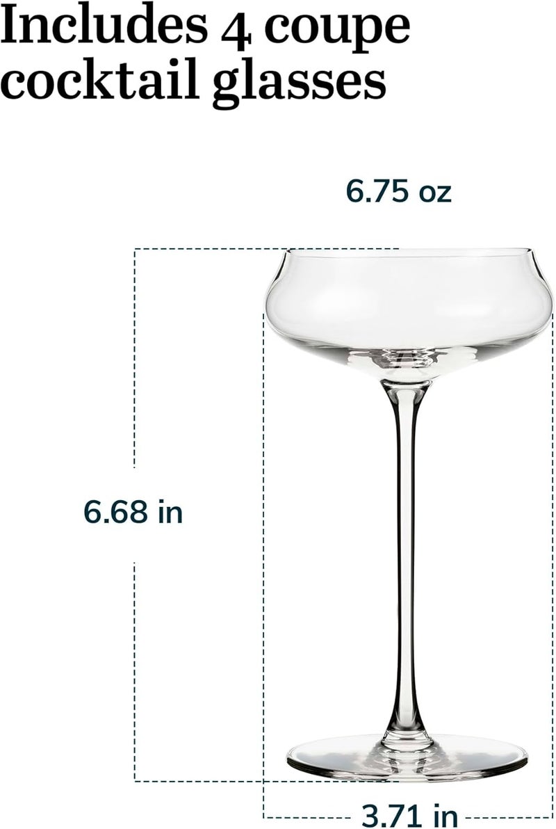 LIBBEY Signature Stratford Coupe Cocktail Glasses Set of 4, Artful, Lavish Coupe Martini Glasses, Stemmed Cocktail Glasses for Weddings, Birthdays - Image 3