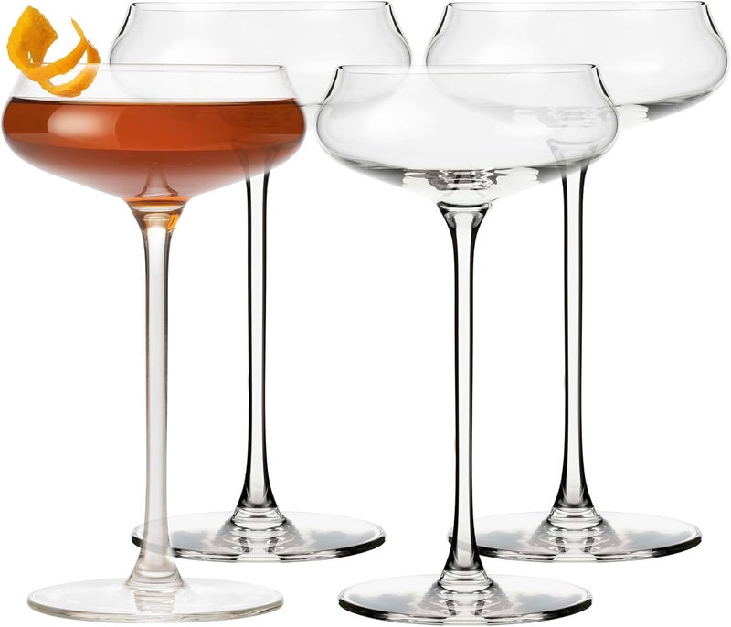 LIBBEY Signature Stratford Coupe Cocktail Glasses Set of 4, Artful, Lavish Coupe Martini Glasses, Stemmed Cocktail Glasses for Weddings, Birthdays - Image 1