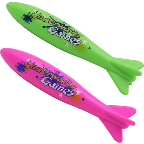KCTAOL 886 Swimming Large Pool Diving Torpedo Toy Underwater Shark Swim Game Pool Toys for Kids Age 412 2 Pack Single Weight 048LB - Image 1