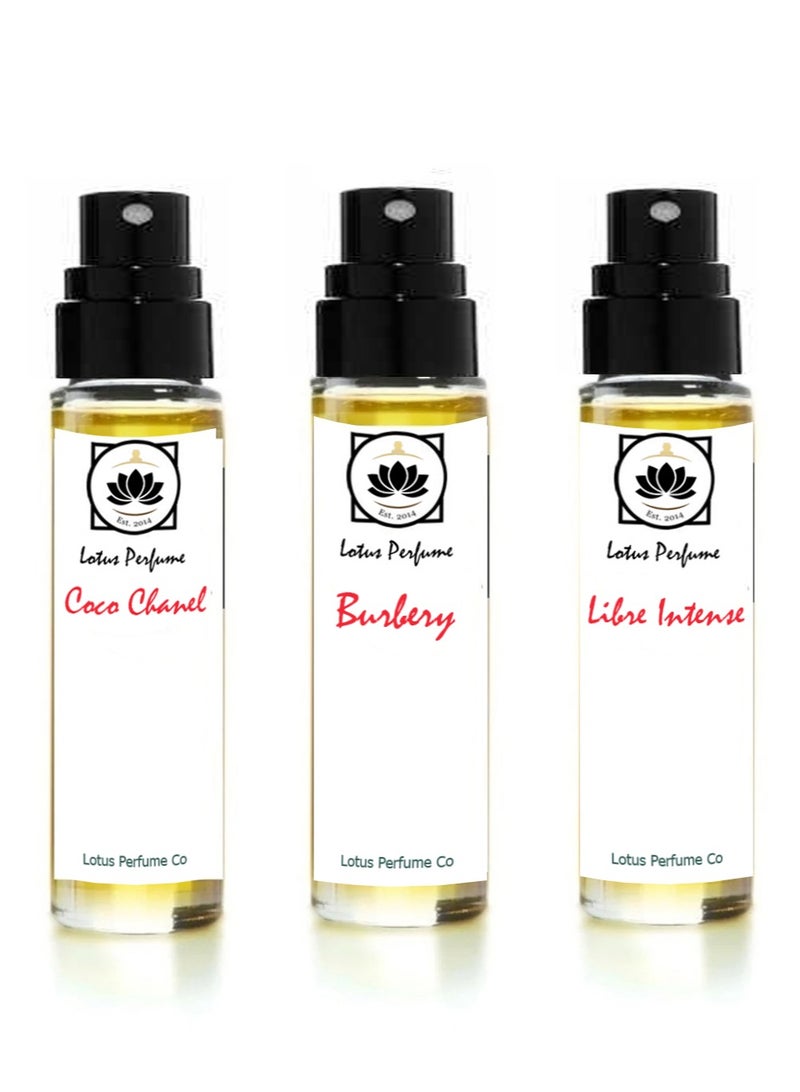 Lotus 3 Perfume Tester Impression of Coco Chanel, Burberry, Libre Intense-  5 ml - Women Perfume 