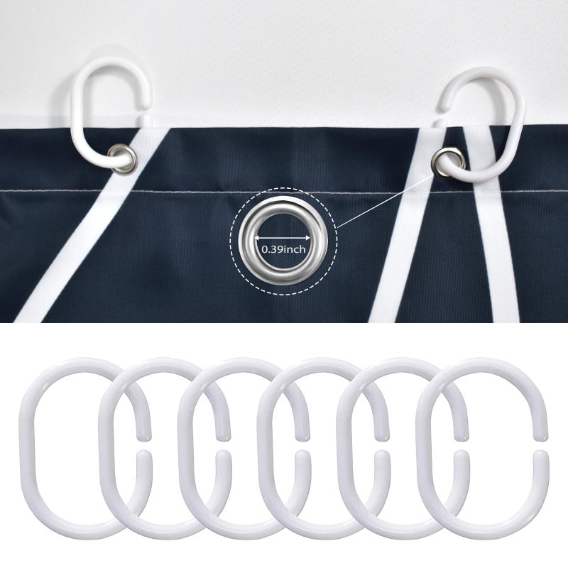 Punkray Aegean Blue Shower Curtain for Bathroom with Hooks Shower Curtain Set White Stripe Bath Curtains Decorative Shower Curtains Water Repellent Washable  72x72 - Image 4