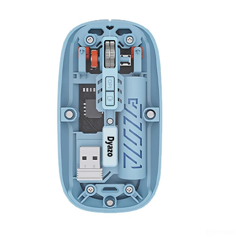 Dyazo Transparent Wireless Mouse | Dual Mode 2.4 GHz + BT 5.2 | Rechargeable Battery | Transparent Design with Noise Free Clicking | Adjustable DPI | Compatible with MacBook, Laptop and PC (Blue) - Image 1