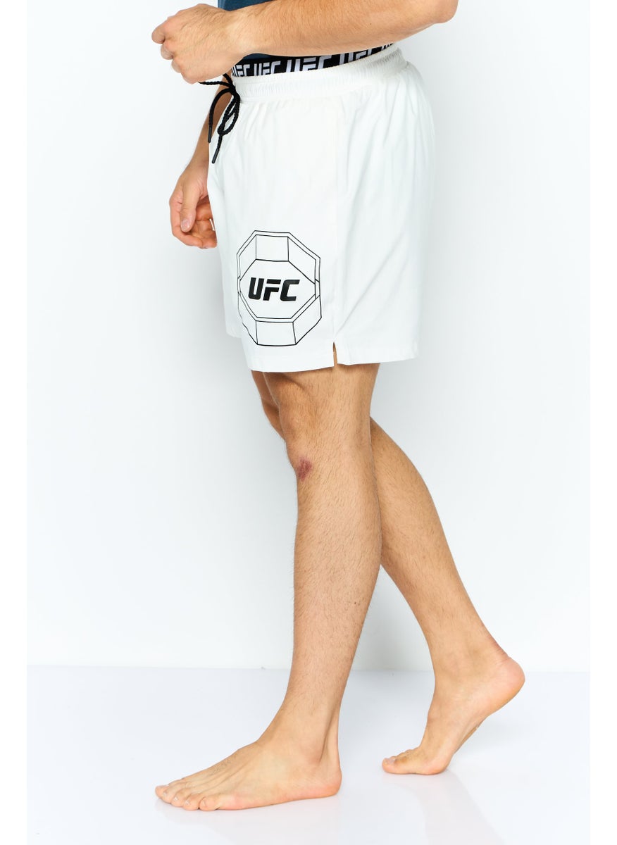 Ufc - Men Brand Logo Board Shorts Swimwear, White - Image 1