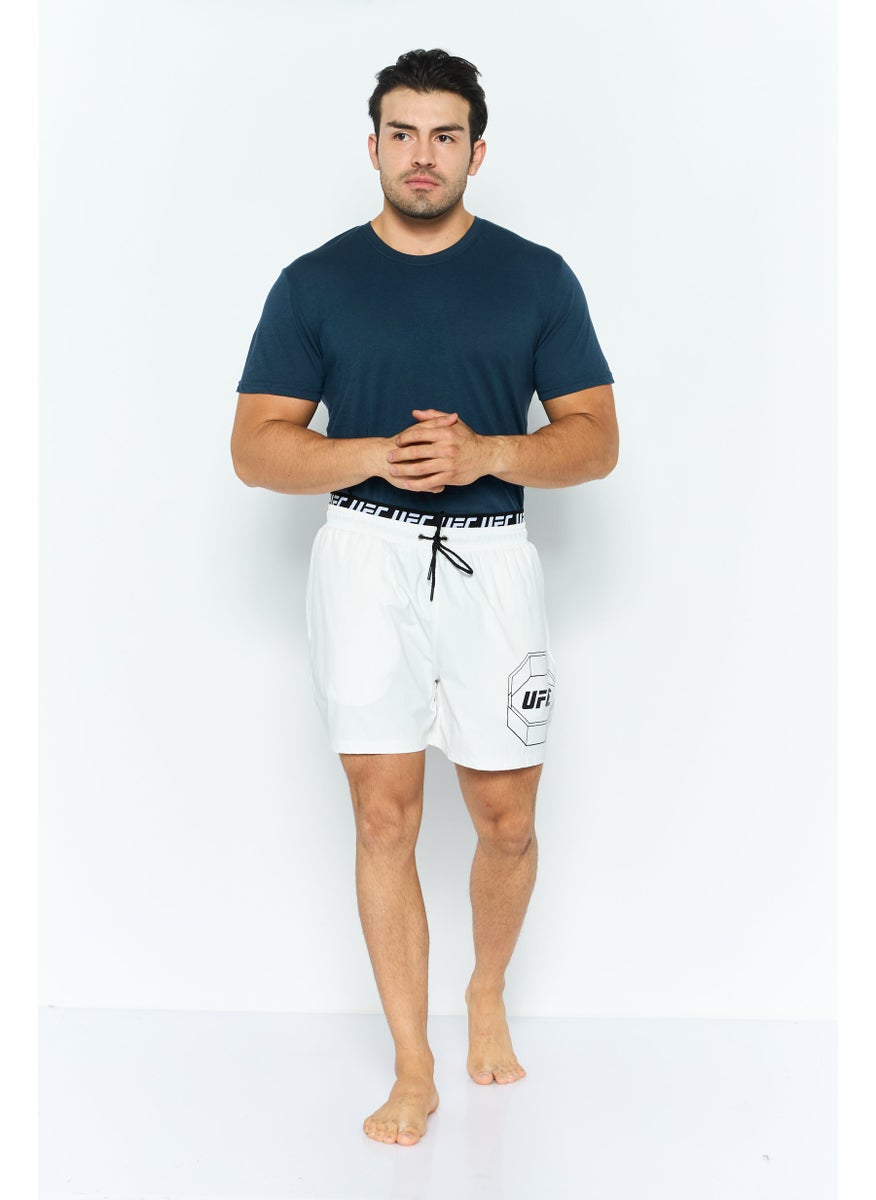 Ufc - Men Brand Logo Board Shorts Swimwear, White - Image 1
