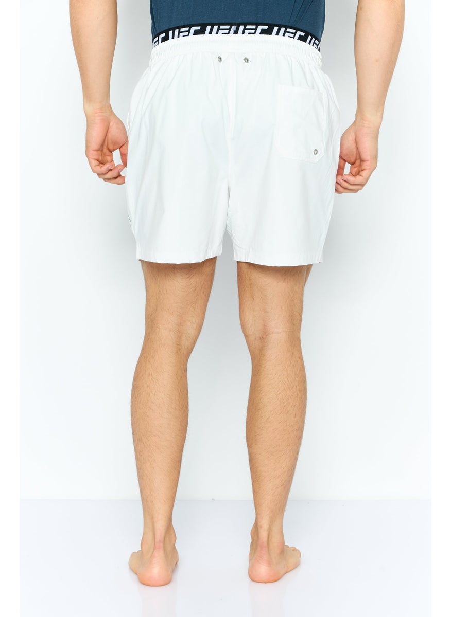 Ufc - Men Brand Logo Board Shorts Swimwear, White - Image 1