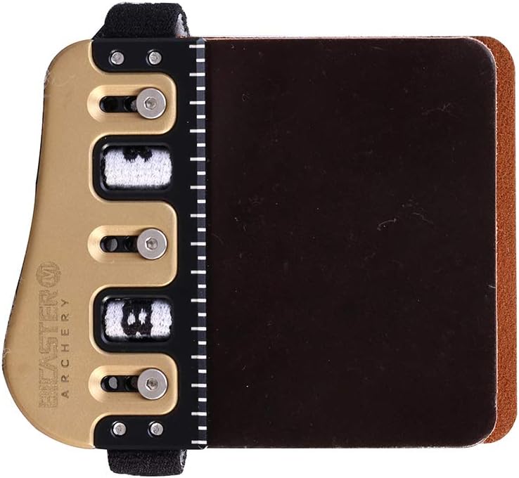 BICASTER Barebow Finger Tabs Cordovan Leather + Brass Plate - Left Hand - Image 1