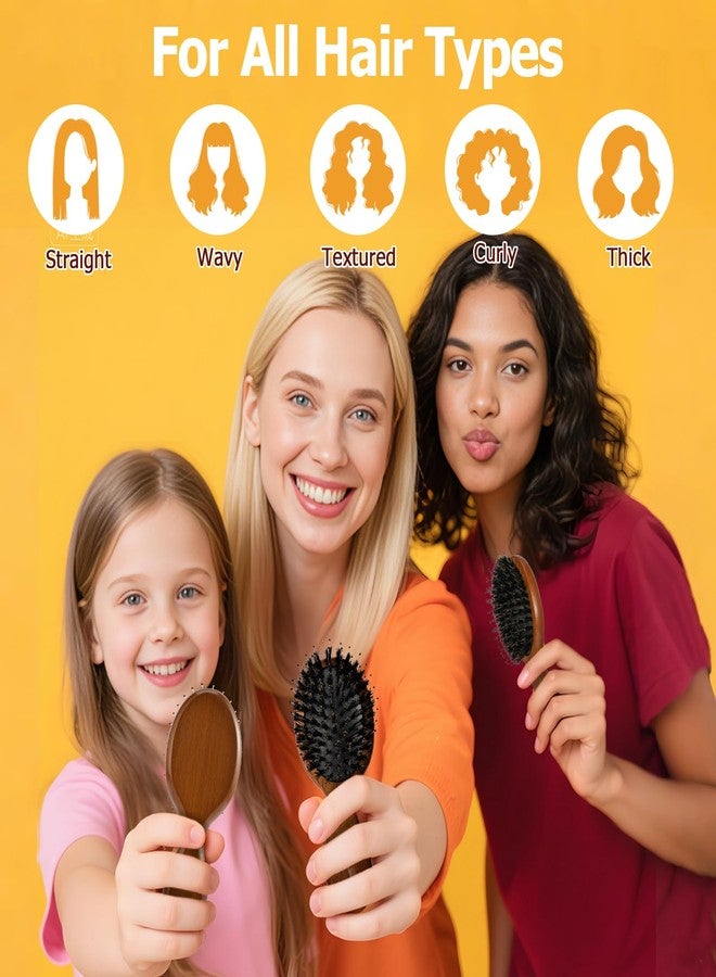انكابل فرشاة شعر صغيرة للسفر، فرشاة شعر صغيرة بشعيرات الخنزير البري هدية مثالية للنساء - فرشاة شعر صغيرة محمولة وصغيرة الحجم للبنات والأطفال والنساء، حجم مناسب للسفر، مثالية لحقيبة اليد، والإجازات، ورحلات العمل، والنزهات، فرشاة دائرية صغيرة من الخشب - Image 2