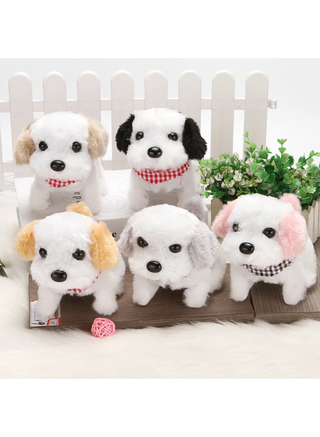 Children's Simulation Toy Electric Dog 1-3 Teddy Bunny Cat Pet Stall Electronic Pet Plush Toy-Color:Big-headed Dog Light Brown (scarf Random Color)  - Image 1