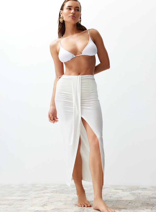 trendyol Ecru Maxi Knitted Beach Skirt  - Image 2