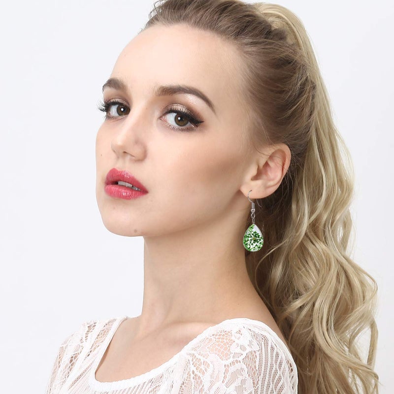 Tamhoo 12 Pairs Multicolor Pressed Flower Dangle Earrings for Women-Life of Tree Drop Earrings for Grils- Womens Dangle Earrings Pack- Teen Girls Earrings Yellow Pink Purple Red Green Earring Set for Teens - Image 3