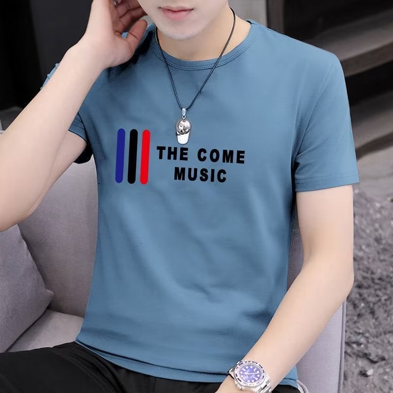 New T-Shirt Fashion Fashion Brand Trendy Round Neck Trendy Men'S Short Sleeve Ins Youth Popular Artistic Slim Fit All-Matching Summer - Image 1