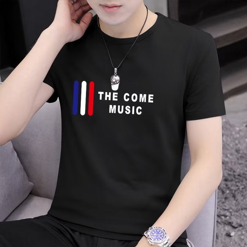 New T-Shirt Fashion Fashion Brand Trendy Round Neck Trendy Men'S Short Sleeve Ins Youth Popular Artistic Slim Fit All-Matching Summer - Image 3